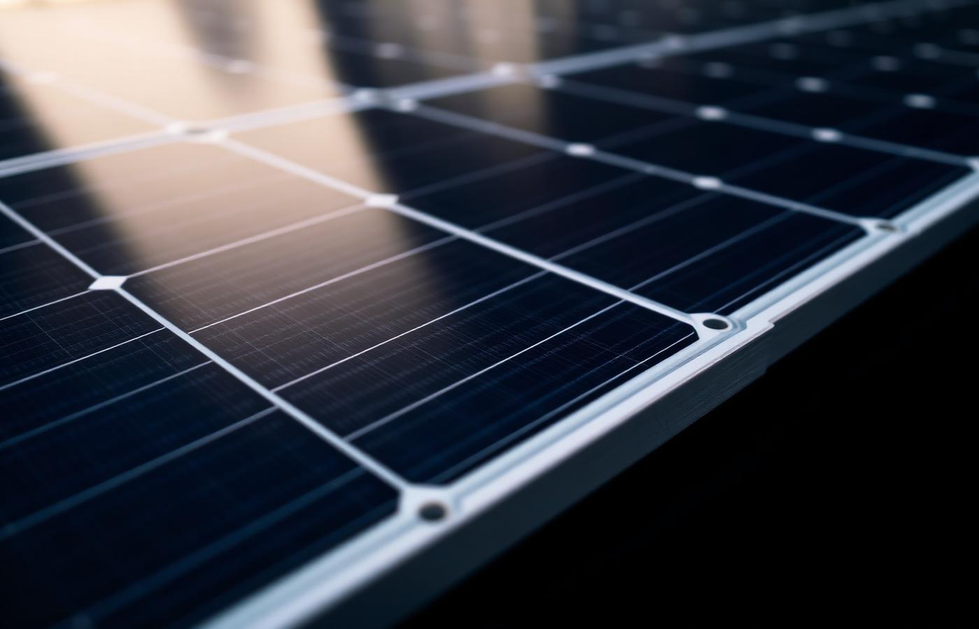 Close-up of a monocrystalline solar panel